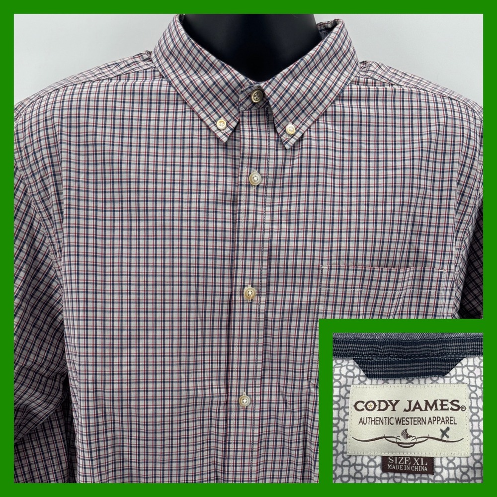 Cody James Mens XL Plaid Button Down Shirt Western‎ Authentic Apparel